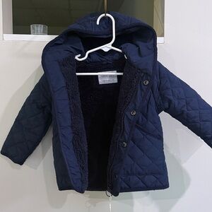 Zara Kids Navy Quilted Puffer Coat